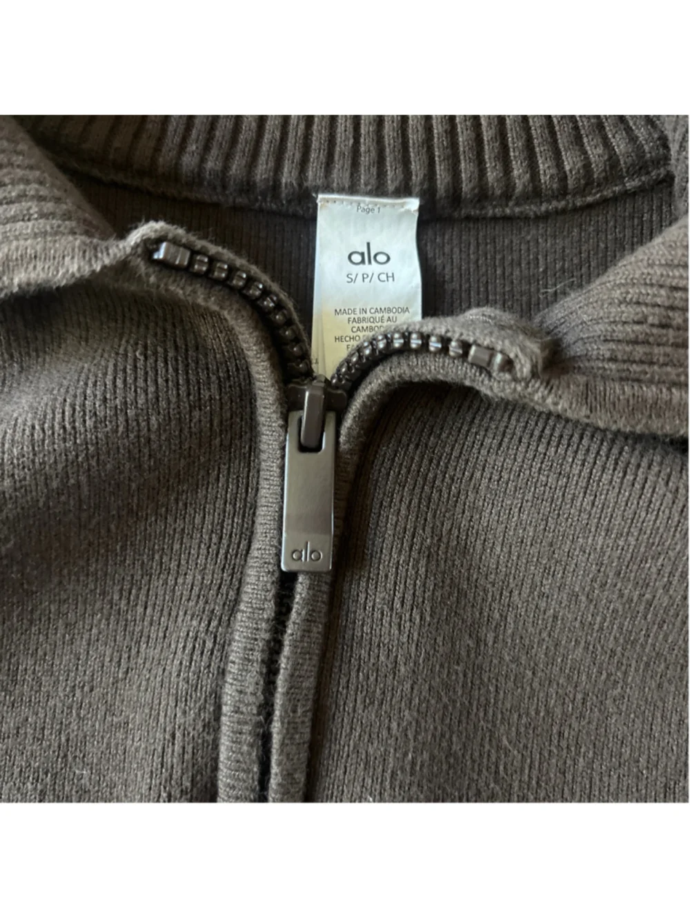 Alo Yoga scholar knit cropped full zip jacket size S